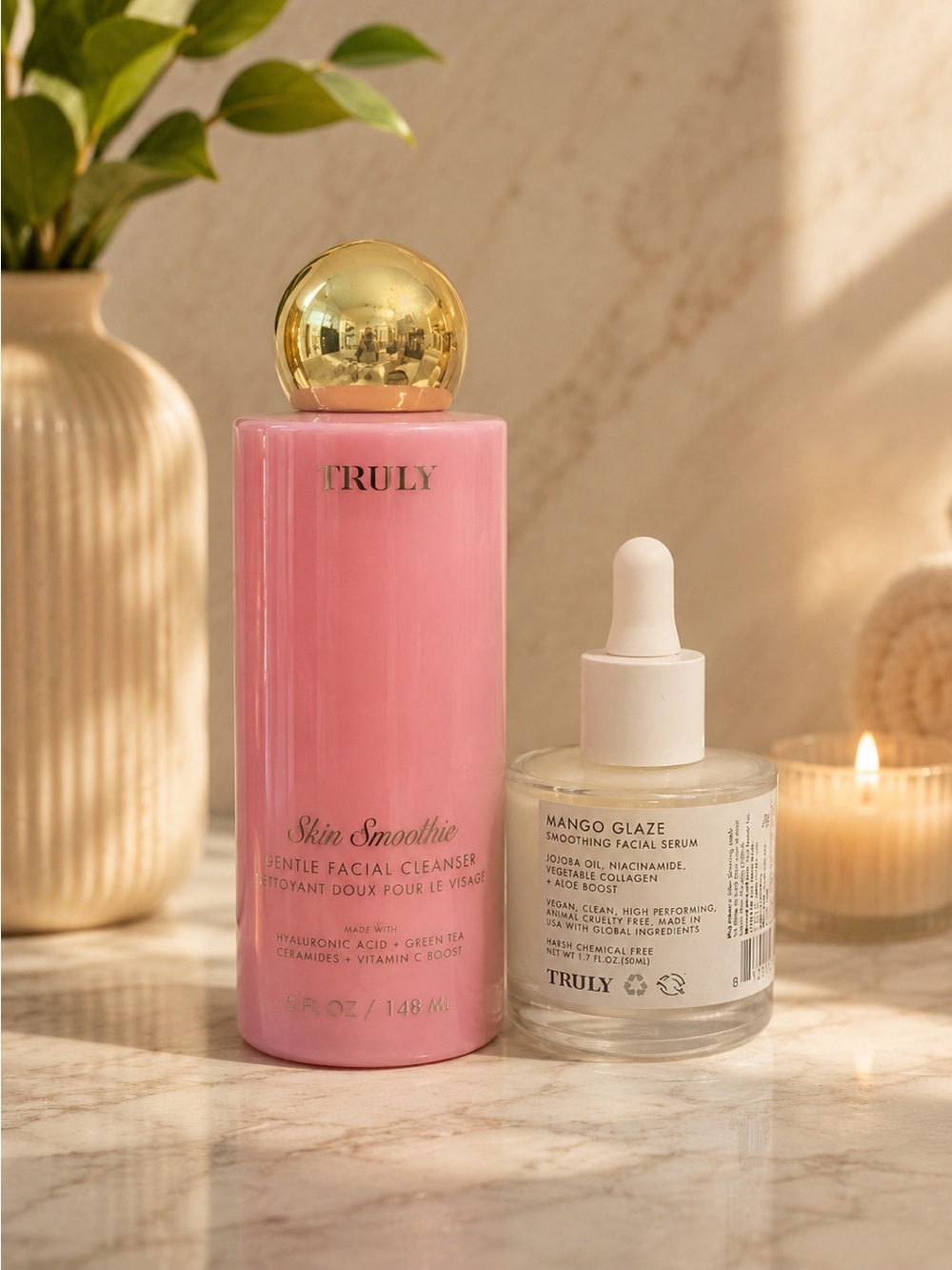 TRULY Skin Smoothie Gentle Facial Cleanser + Mango Glaze Facial Serum